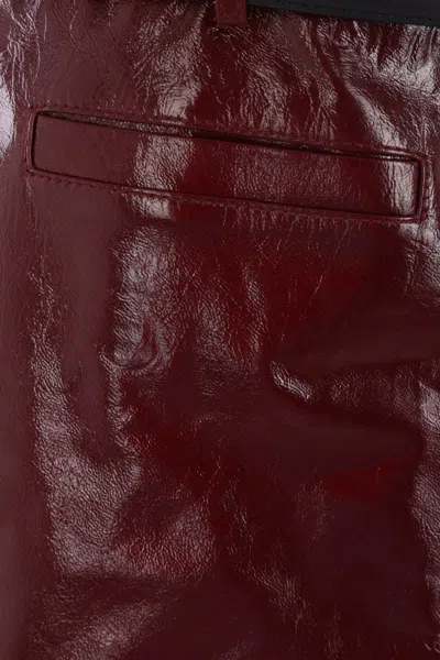 Self-portrait Belted Patent Leather Miniskirt In Burgundy