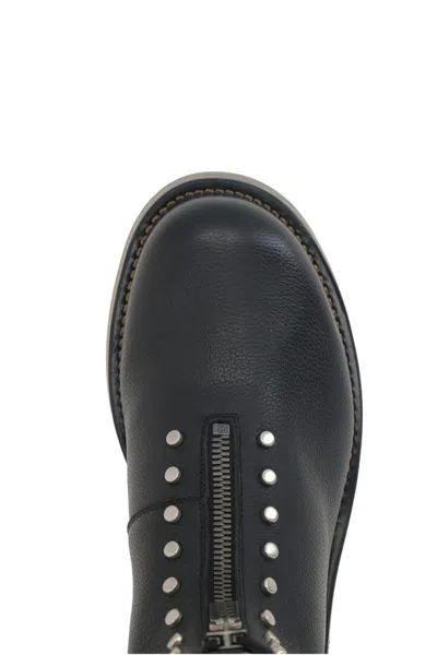 Alexander Mcqueen Chunky Sole Round Toe Studded Ankle Boots In Black
