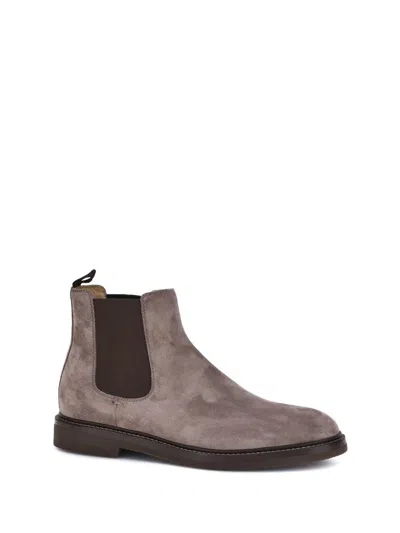 Brunello Cucinelli Men Suede Chelsea Boots In Brown