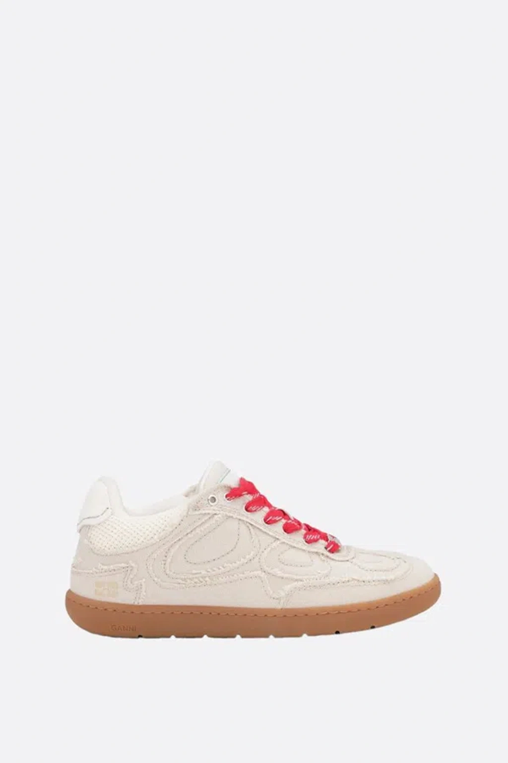 Ganni Canvas Sneakers With Raw-cut Edges In Neutral | ModeSens