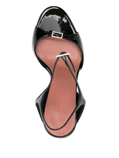 Amina Muaddi Adut Crystal-embellished Buckled Patent-leather Sandals In Black