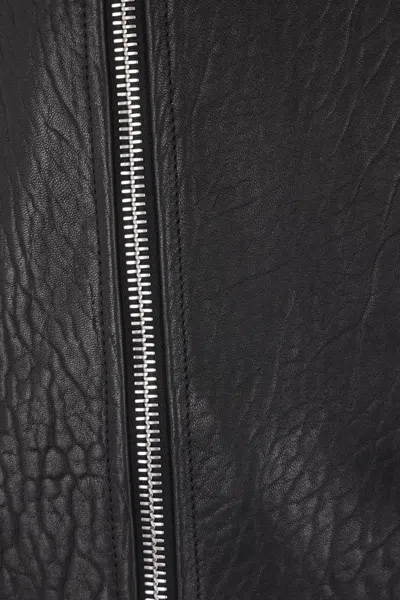 Alexander Mcqueen Leather Jacket With Belted Waist And Epaulettes In Black