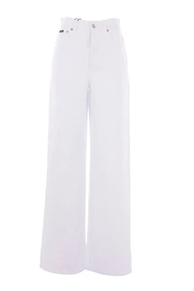 Dolce & Gabbana Women White Cotton Denim Flared Jeans