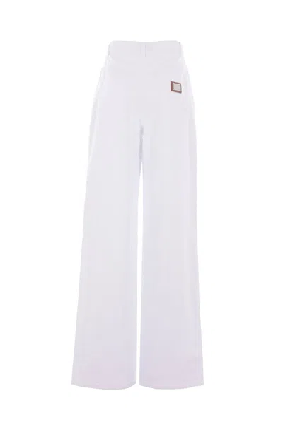 Dolce & Gabbana Women White Cotton Denim Flared Jeans