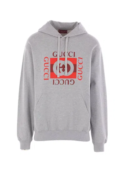 Gucci Hoodie With Dropped Shoulder And Kangaroo Pocket In Gray