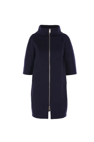 Herno Layered-sleeved Zip-up Down Coat In Blue