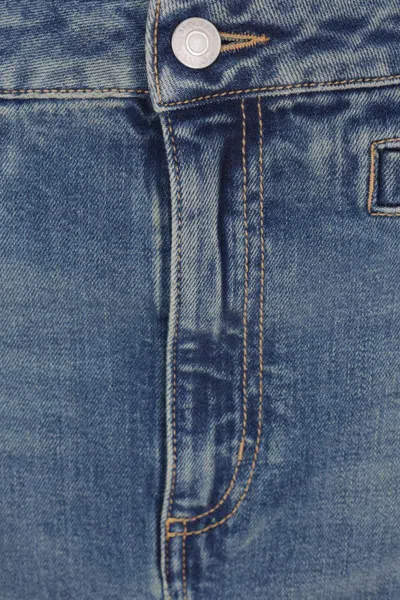 Alexander Mcqueen Denim Midi Skirt In Blue