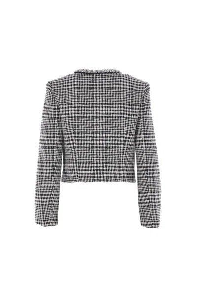 Self-portrait Wool Houndstooth Tailored Jacket Jackets Multicolor In Gray