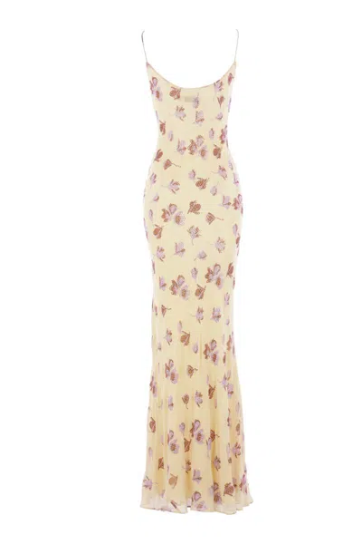 Self-portrait Self Portrait Yellow Floral Rhinestone Maxi Dress In Yellow