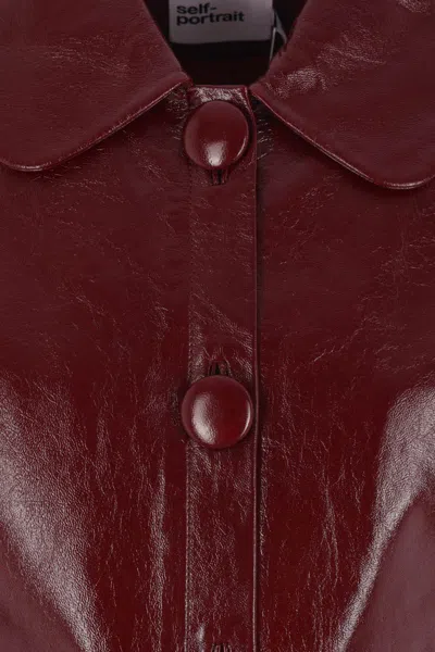 Self-portrait Womens Peter Pan Collar Boxy-fit Faux-leather Jacket Burgundy In Burgundy