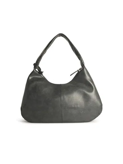 Ganni Womens Steal Grey Bou Hobo Medium Leather-blend Shoulder Bag In Gray