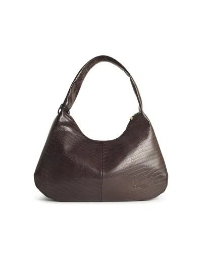 Ganni 'bou Croco Xxl' Brown Recycled Leather Blend Bag