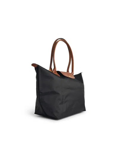Longchamp 'l Le Pliage Original' Black Recycled Canvas Shoulder Bag