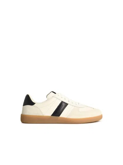 Tom Ford Archer White Low Top Sneakers With Logo Lettering On Tongue And Heel And Contrasting Heel In Leather In Animal Print