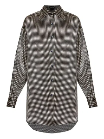 Tom Ford Camicia In Seta A Pois Dal Fit Rilassato