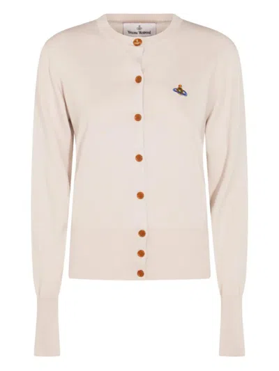 Vivienne Westwood Off-white Bea Ribbed-knit Cardigan In Neutral