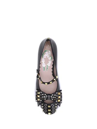 Valentino Garavani Mary-jane Bowow Ballerina In Kidskin With Studs Woman Black 35