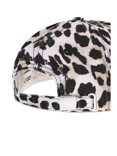 Ganni Women Leopard Baseball Hat In Multi