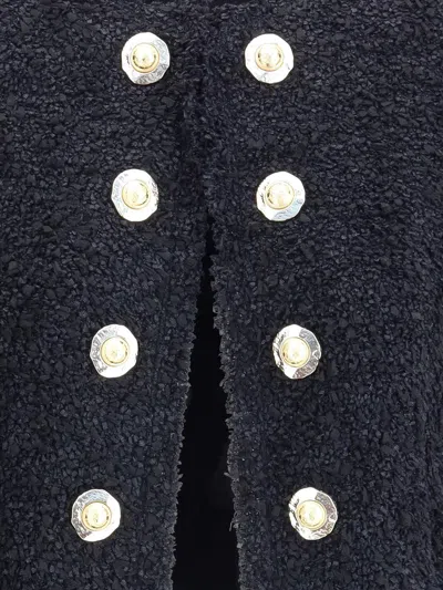 Balmain Edge-to-edge Silky Tweed Jacket In Black