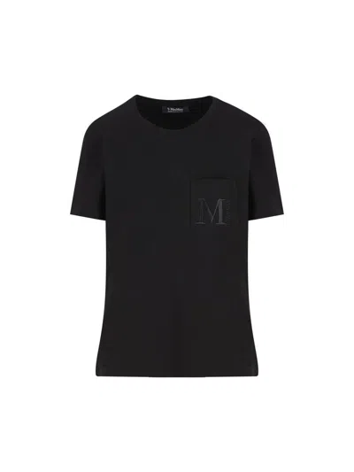 S Max Mara Short Sleeve Crew Neck T-shirt With Chest Pocket In Black