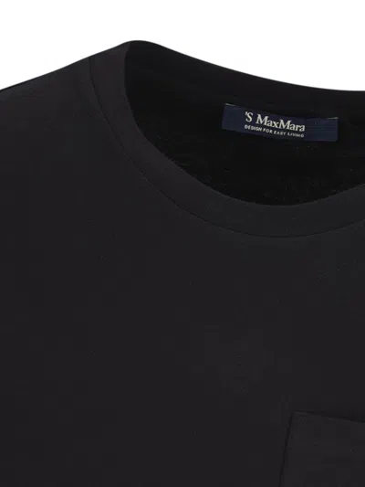 S Max Mara Short Sleeve Crew Neck T-shirt With Chest Pocket In Black