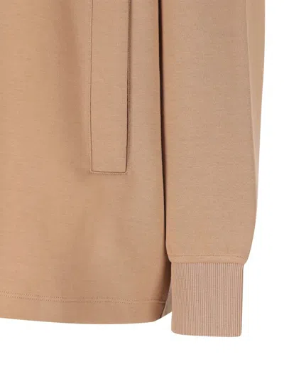 S Max Mara Visiera Hooded Sweatshirt Max Mara Logo Sweatshirts Beige In Brown