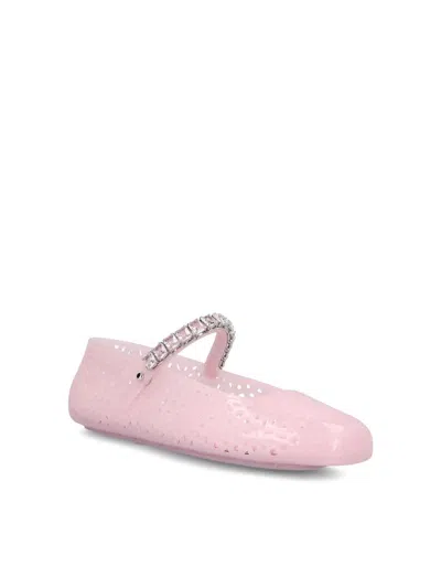 Jimmy Choo Jelly Embellished Pu Mary Jane Flats In Pink