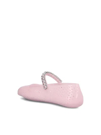 Jimmy Choo Jelly Embellished Pu Mary Jane Flats In Pink
