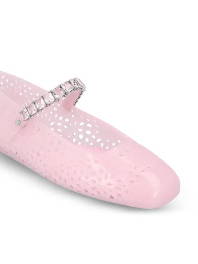 Jimmy Choo Jelly Embellished Pu Mary Jane Flats In Pink