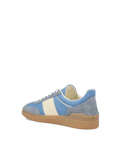Valentino Upvillage Suede-trimmed Leather Sneakers In Blue