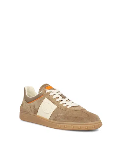 Valentino Low Top Sneaker Contrast Stitching In Brown