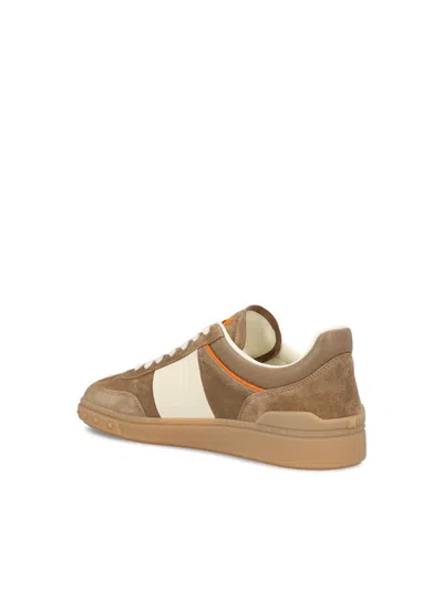 Valentino Low Top Sneaker Contrast Stitching In Brown
