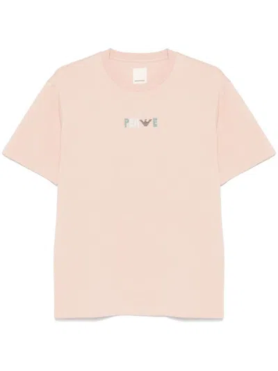 Emporio Armani Printed Organic Cotton T-shirt In Pink