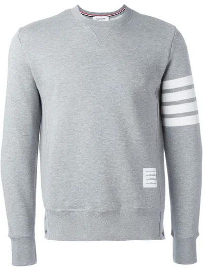 Thom Browne Loopback Jersey Knit 4-bar Crewneck Sweatshirt In Gray