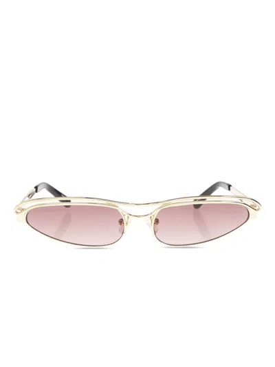 Attico Curved Tips Gold-tone Slim Frame Sunglasses In Pink