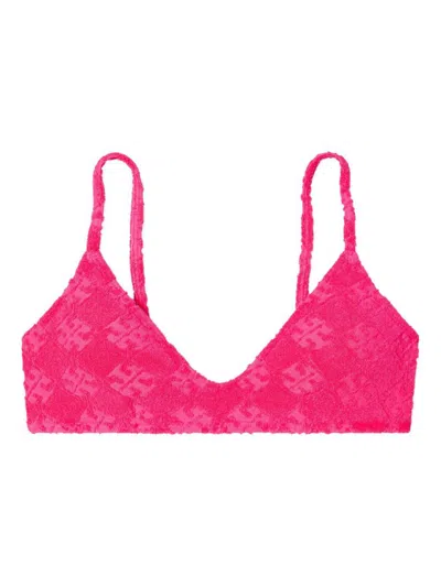 Tory Burch Adjustable V-neckline Textured Fabric Two-piece Set In Pink