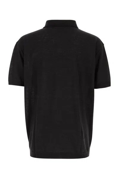 Paul & Shark Black Short Sleeve Zip Polo In Black