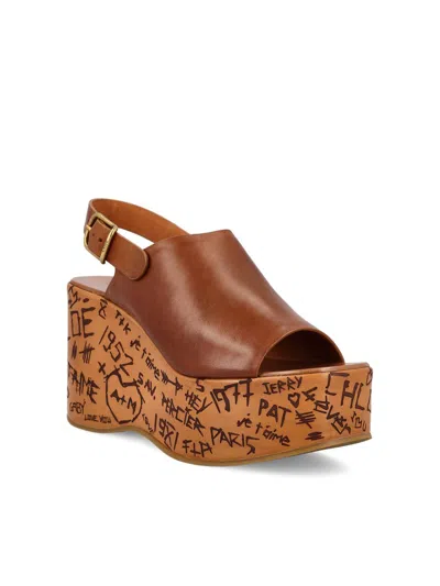 Chloé Womens Chloe Maxime Platform-sole Leather Wedges