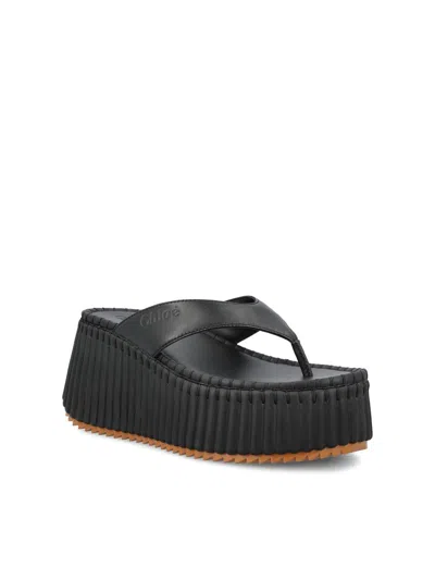 Chloé Thick-soled Slippers In Black
