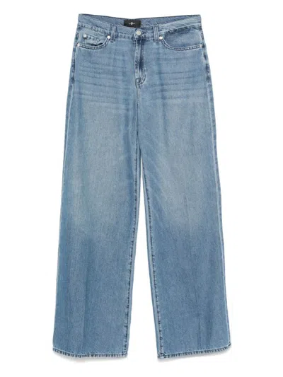 7 For All Mankind Blue Lotta Wide-leg Denim Jeans In Blue