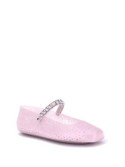 Jimmy Choo Jelly Embellished Pu Mary Jane Flats In Pink