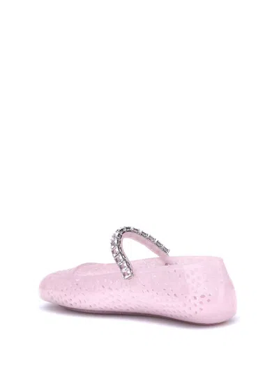Jimmy Choo Jelly Embellished Pu Mary Jane Flats In Pink