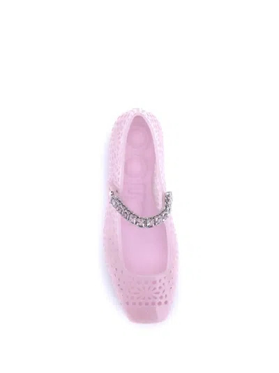 Jimmy Choo Jelly Embellished Pu Mary Jane Flats In Pink