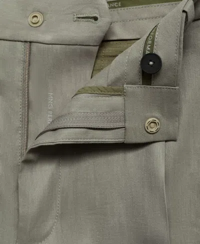 Mango Men's Pleated Linen Pants In Green