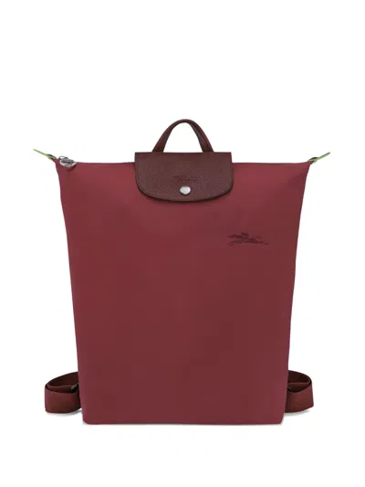 Longchamp Pomegranate-coloured M Le Pliage Green Backpack In Red