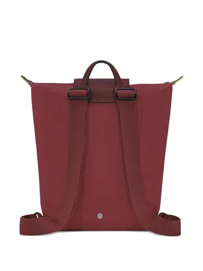 Longchamp Pomegranate-coloured M Le Pliage Green Backpack In Red