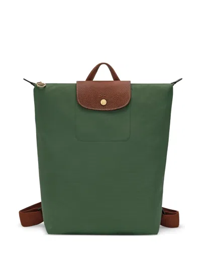 Longchamp Backpack With Adjustable Straps And Buckle Detail In Green