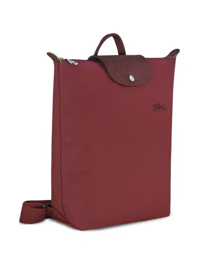 Longchamp Pomegranate-coloured M Le Pliage Green Backpack In Red