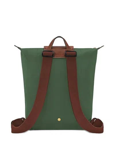 Longchamp Backpack With Adjustable Straps And Buckle Detail In Green