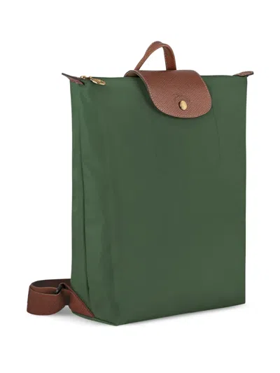 Longchamp Backpack With Adjustable Straps And Buckle Detail In Green